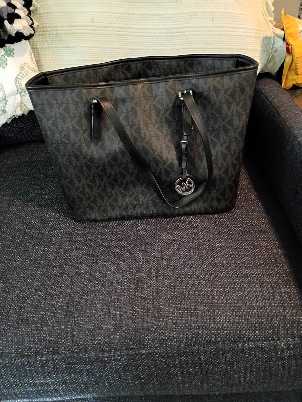 Michael Kors Black Signature MK Monogram Tote